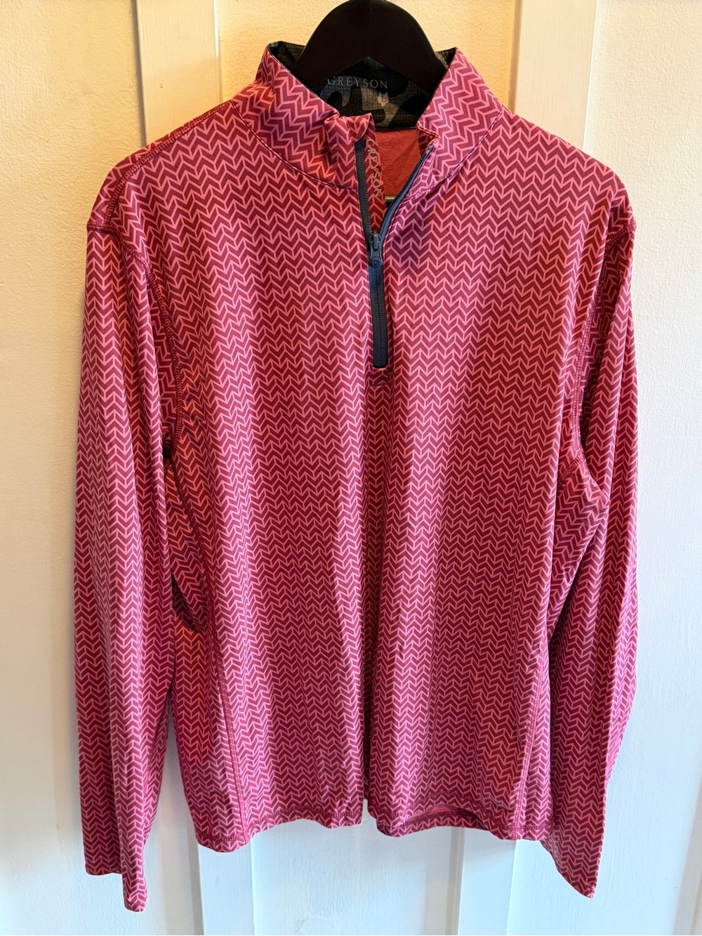 Greyson Men's Tate Pink Patterned Zip Pullover size L